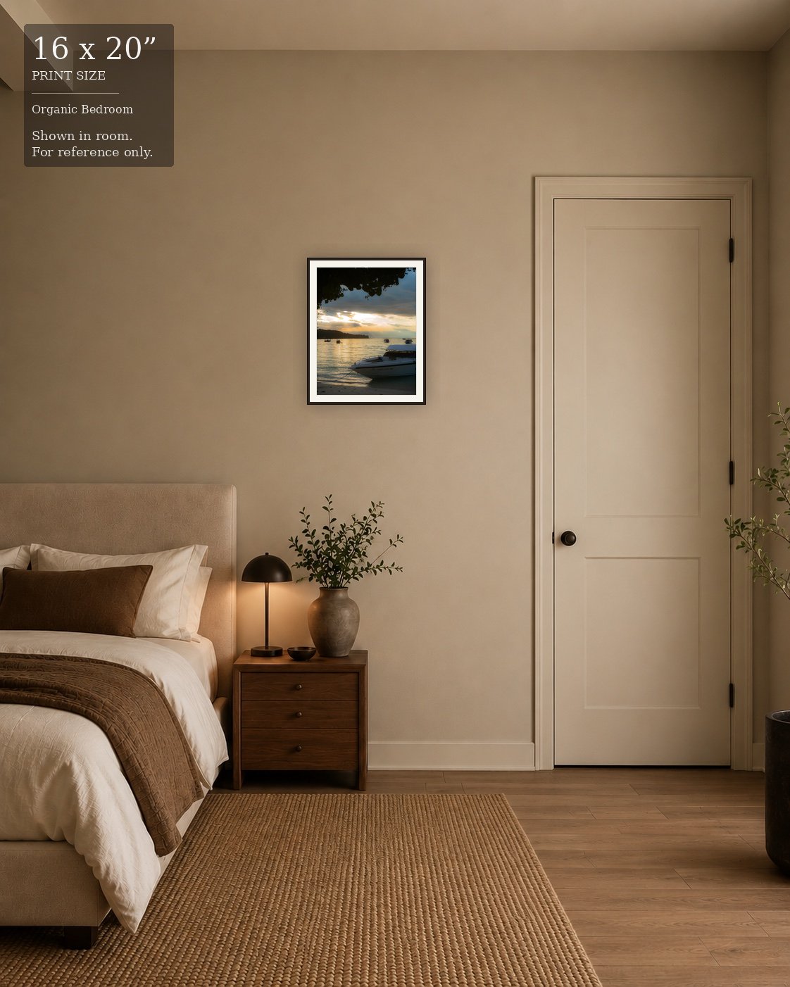 Koh Phi Phi Sunset (16×20) displayed in the Organic Bedroom