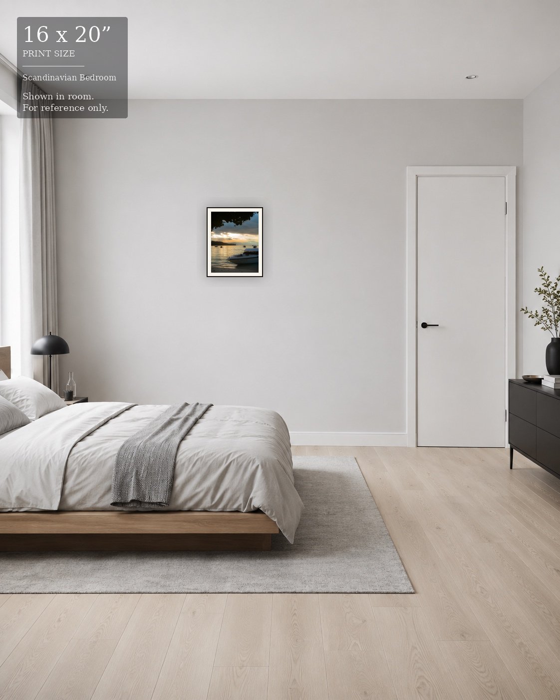 Koh Phi Phi Sunset (16×20) displayed in the Scandinavian Bedroom