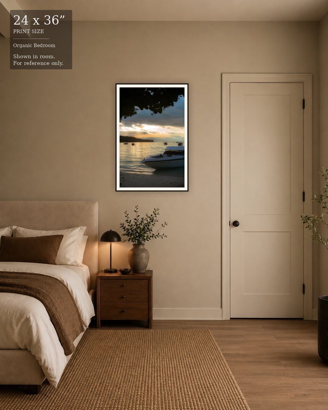 Koh Phi Phi Sunset (24×36) displayed in the Organic Bedroom