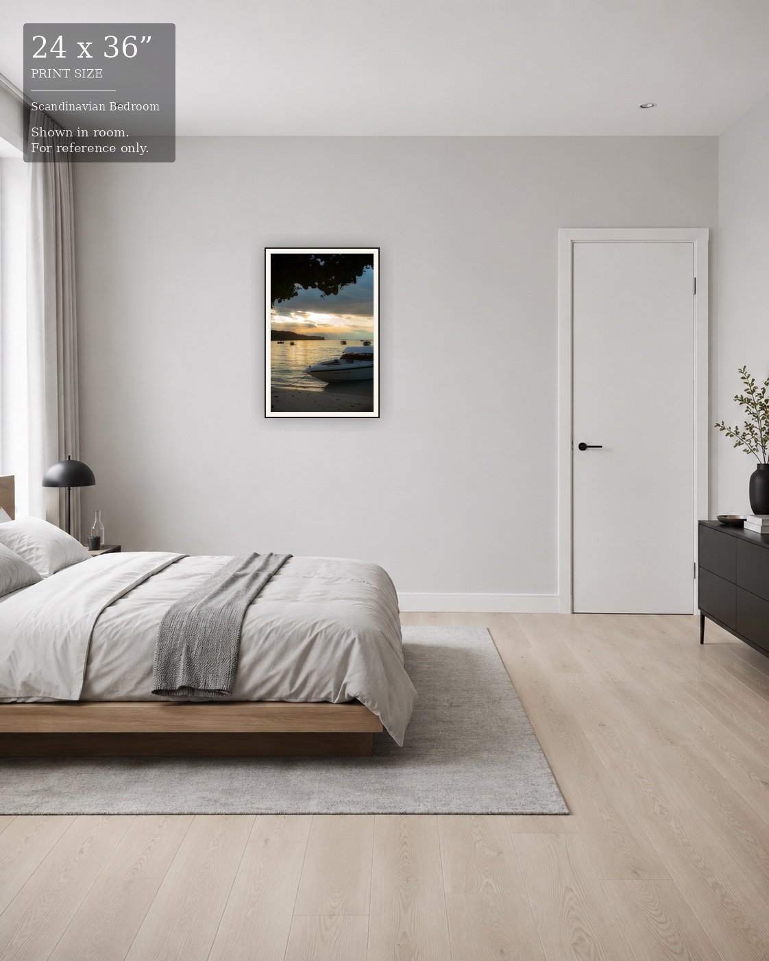 Koh Phi Phi Sunset (24×36) displayed in the Scandinavian Bedroom