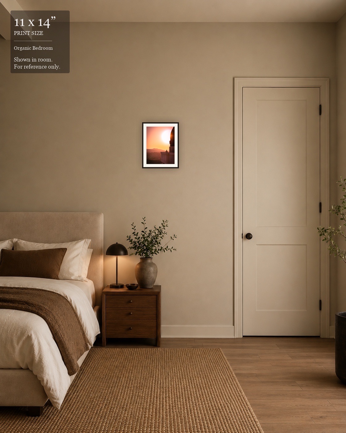 Sunset Observatory LA (11×14) displayed in the Organic Bedroom
