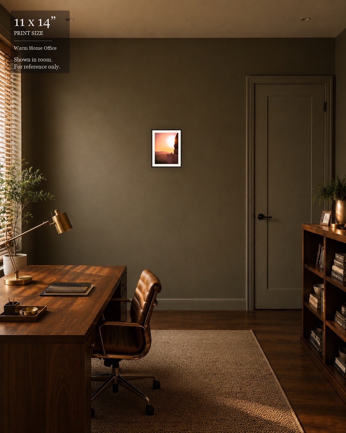 Sunset Observatory LA (11×14) displayed in the Warm Home Office