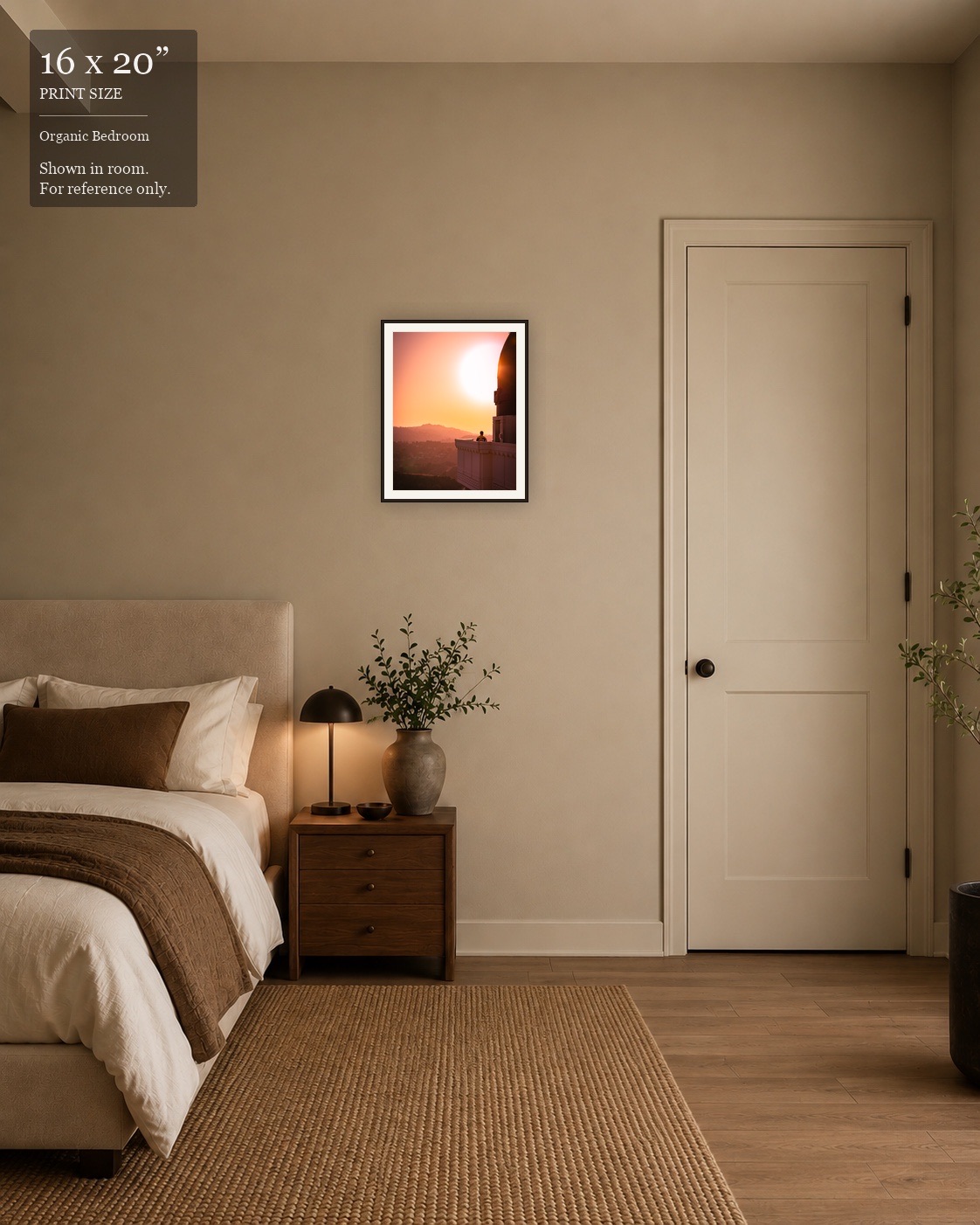 Sunset Observatory LA (16×20) displayed in the Organic Bedroom