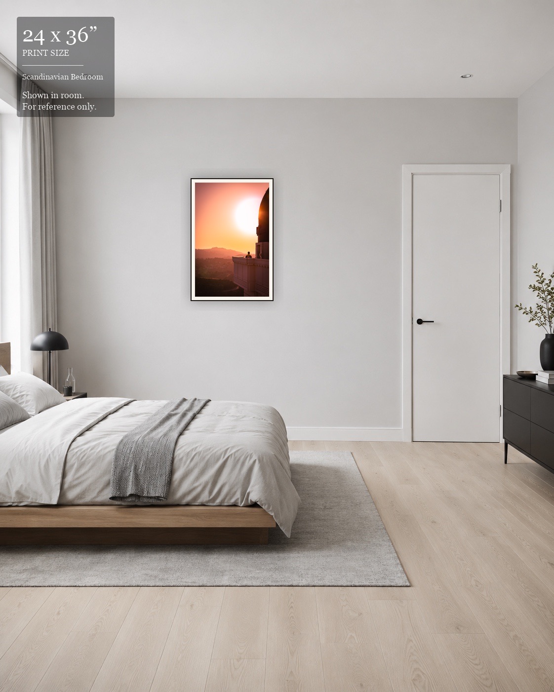 Sunset Observatory LA (24×36) displayed in the Scandinavian Bedroom