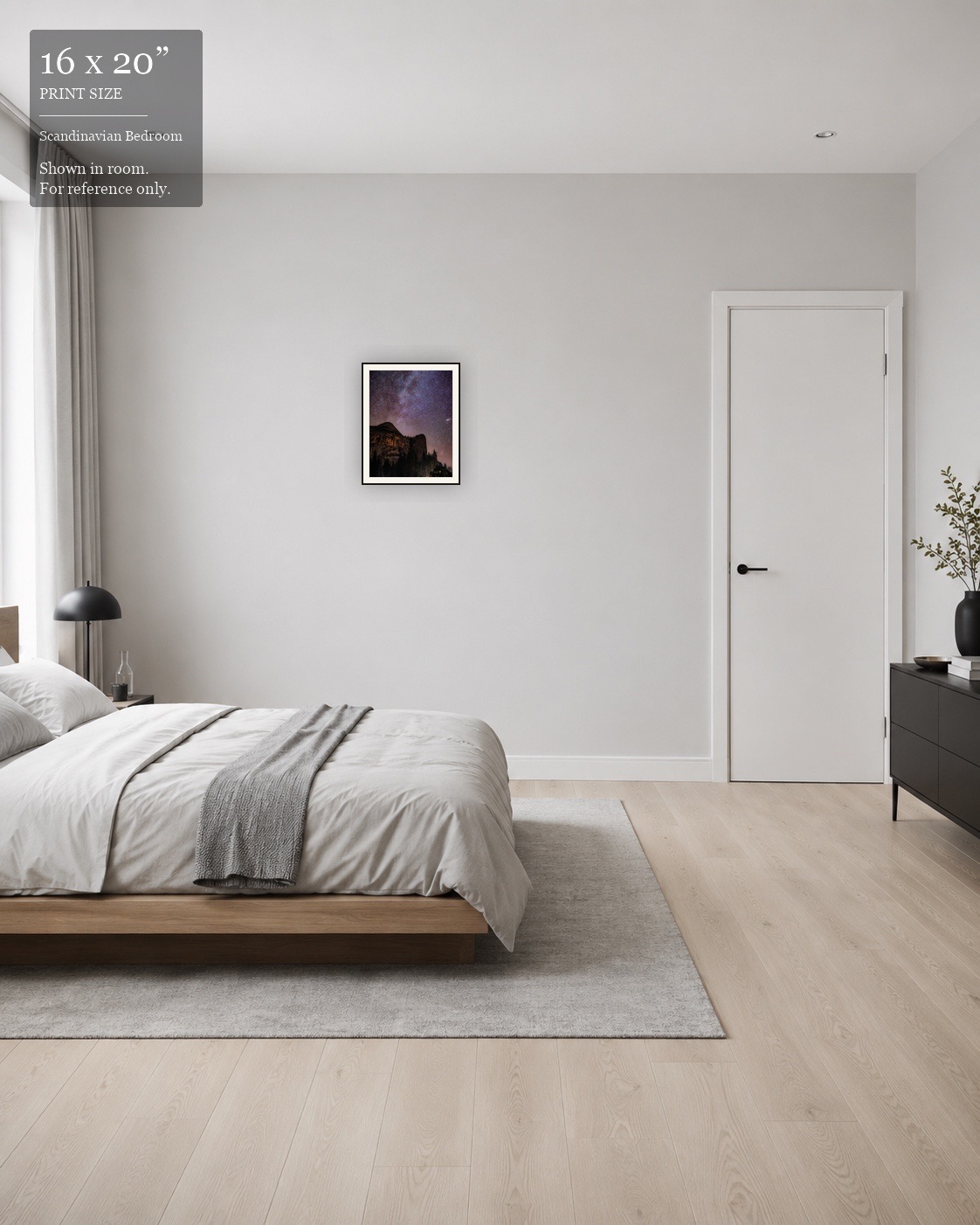 Yosemite Dome Galaxy (16×20) displayed in the Scandinavian Bedroom
