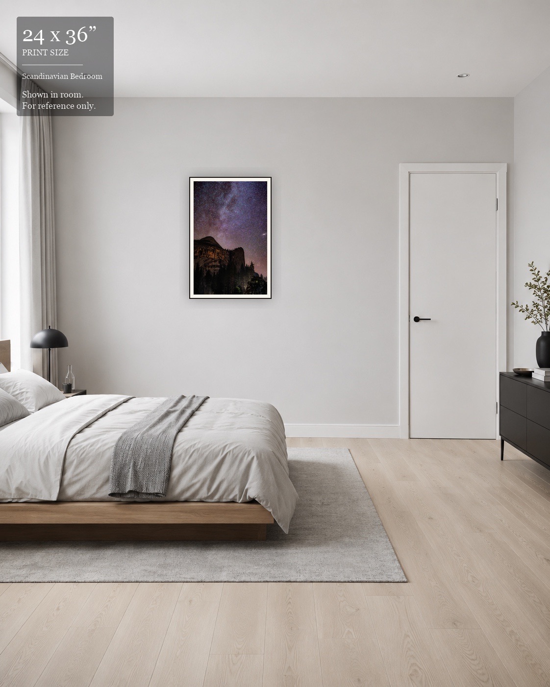 Yosemite Dome Galaxy (24×36) displayed in the Scandinavian Bedroom