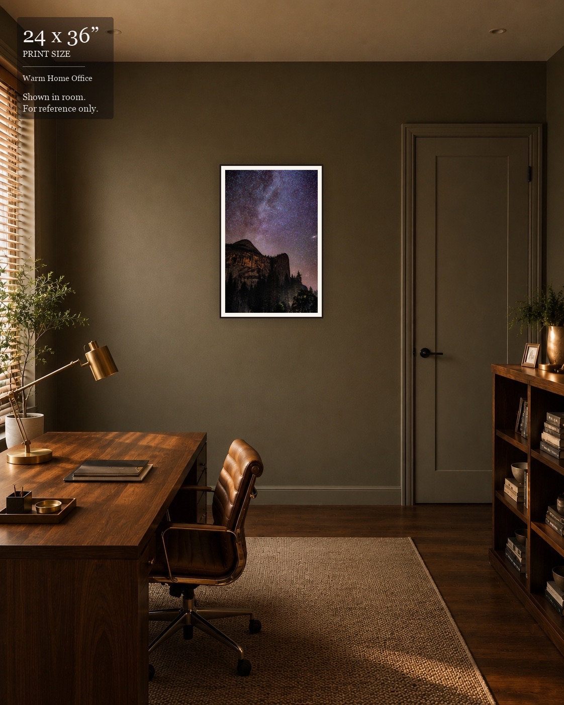 Yosemite Dome Galaxy (24×36) displayed in the Warm Home Office