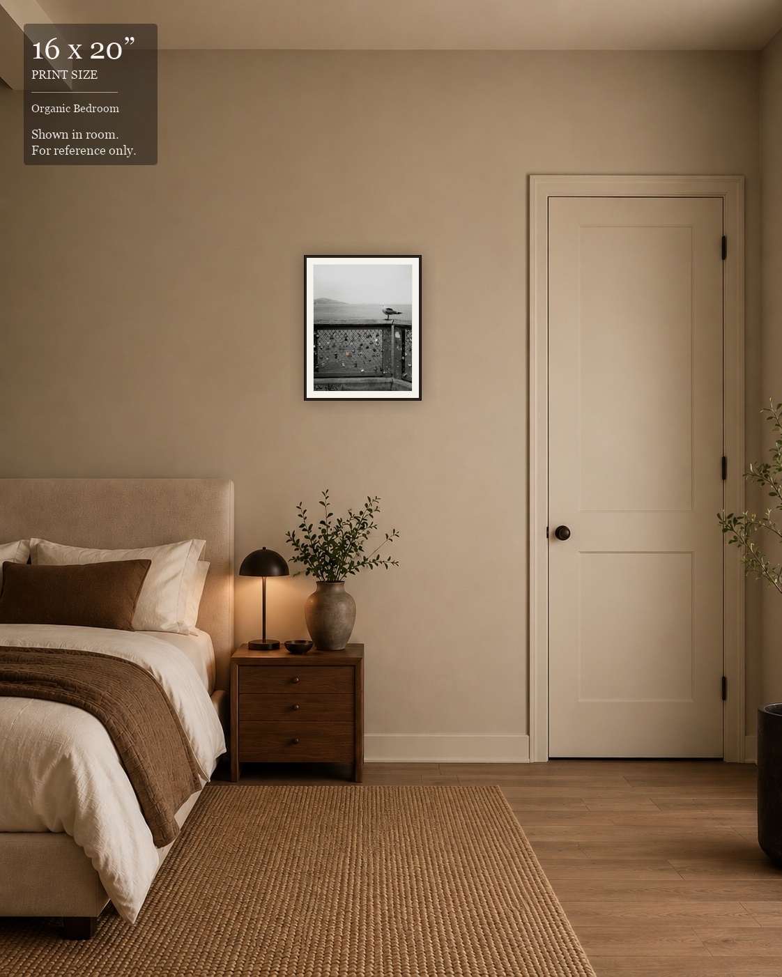 Lovers' Lock Pier (16×20) displayed in the Organic Bedroom