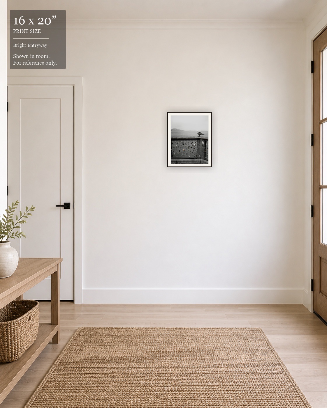 Lovers' Lock Pier (16×20) displayed in the Bright Entryway