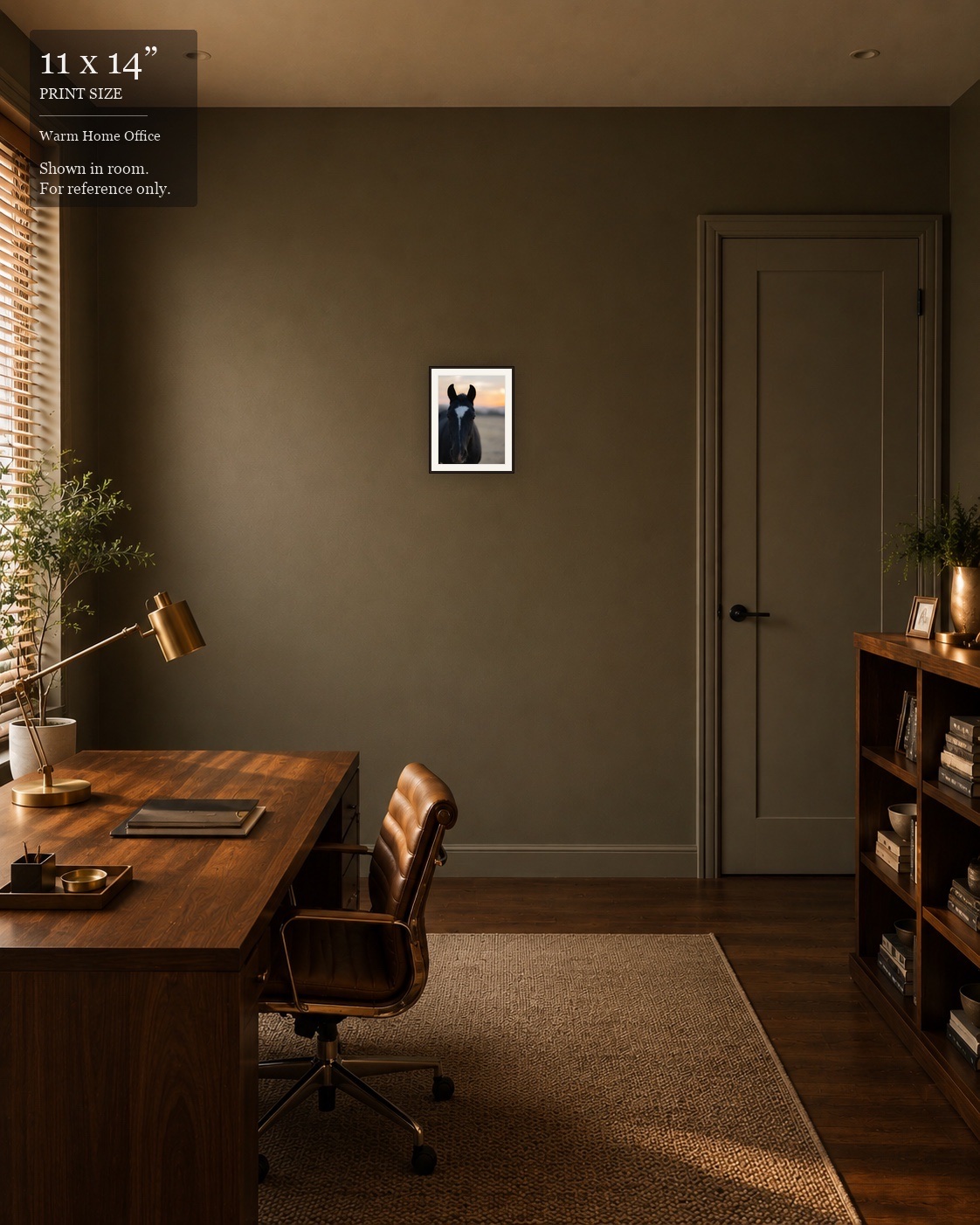 Twilight Mare (11×14) displayed in the Warm Home Office