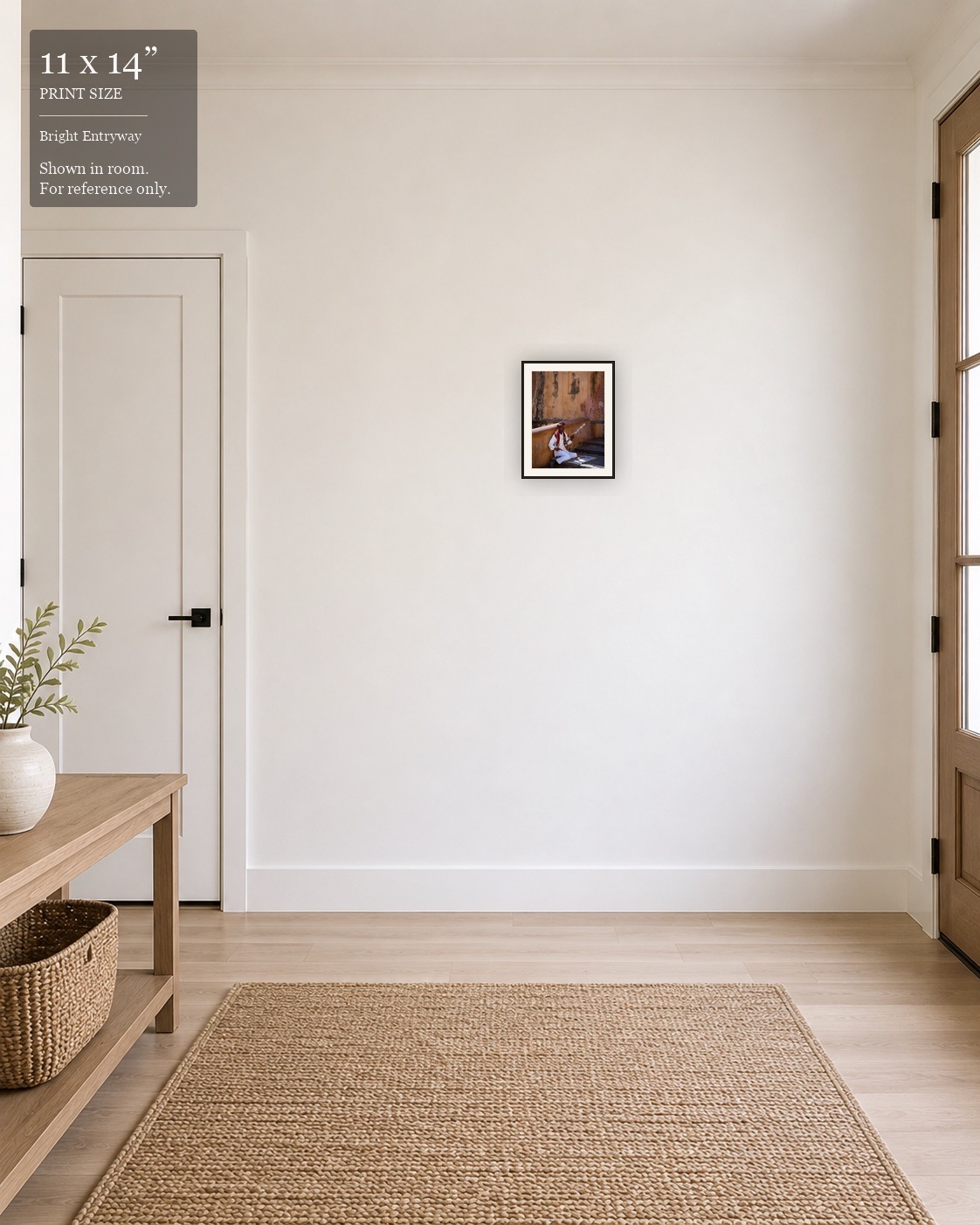 Rajasthani Musician (11×14) displayed in the Bright Entryway