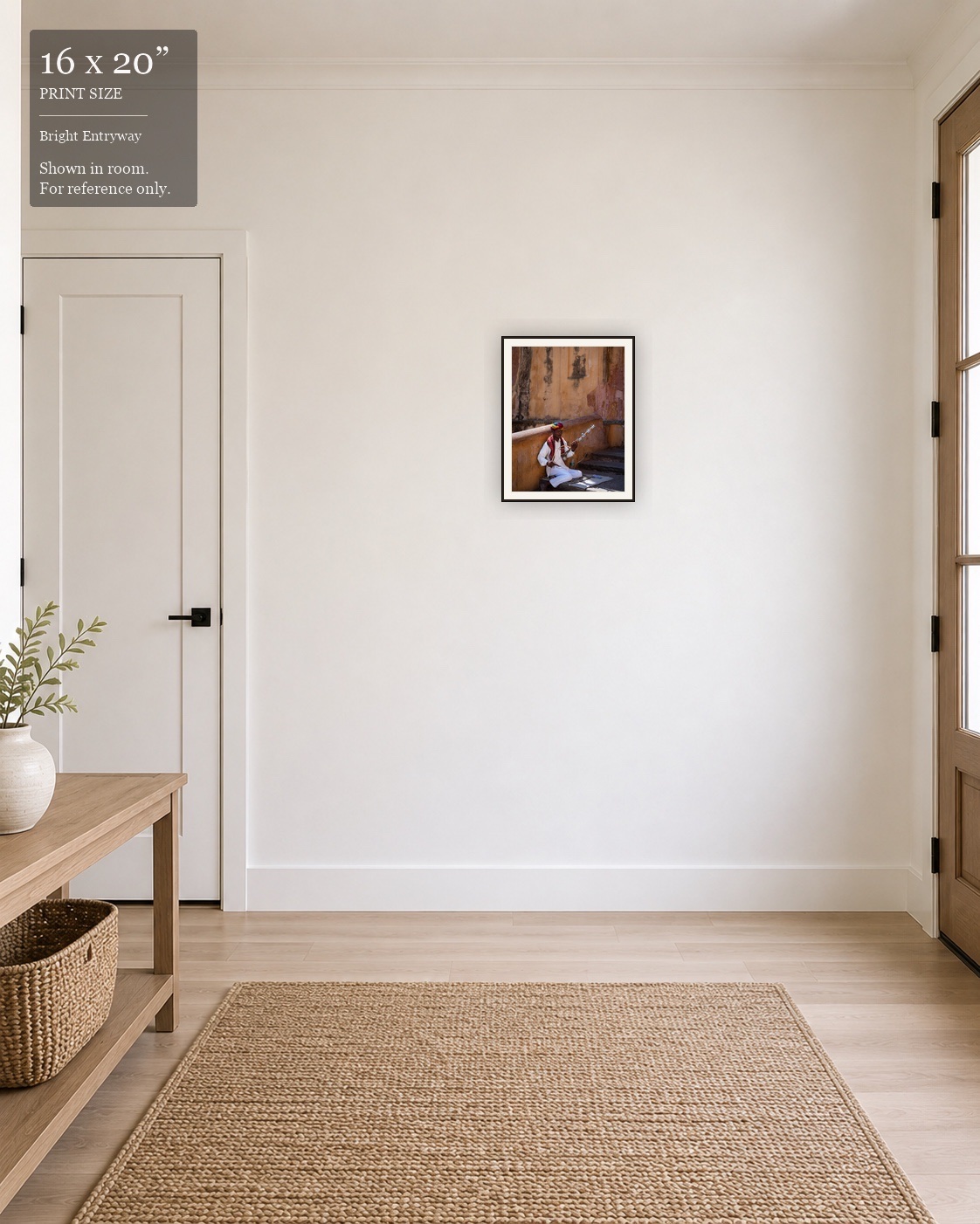 Rajasthani Musician (16×20) displayed in the Bright Entryway