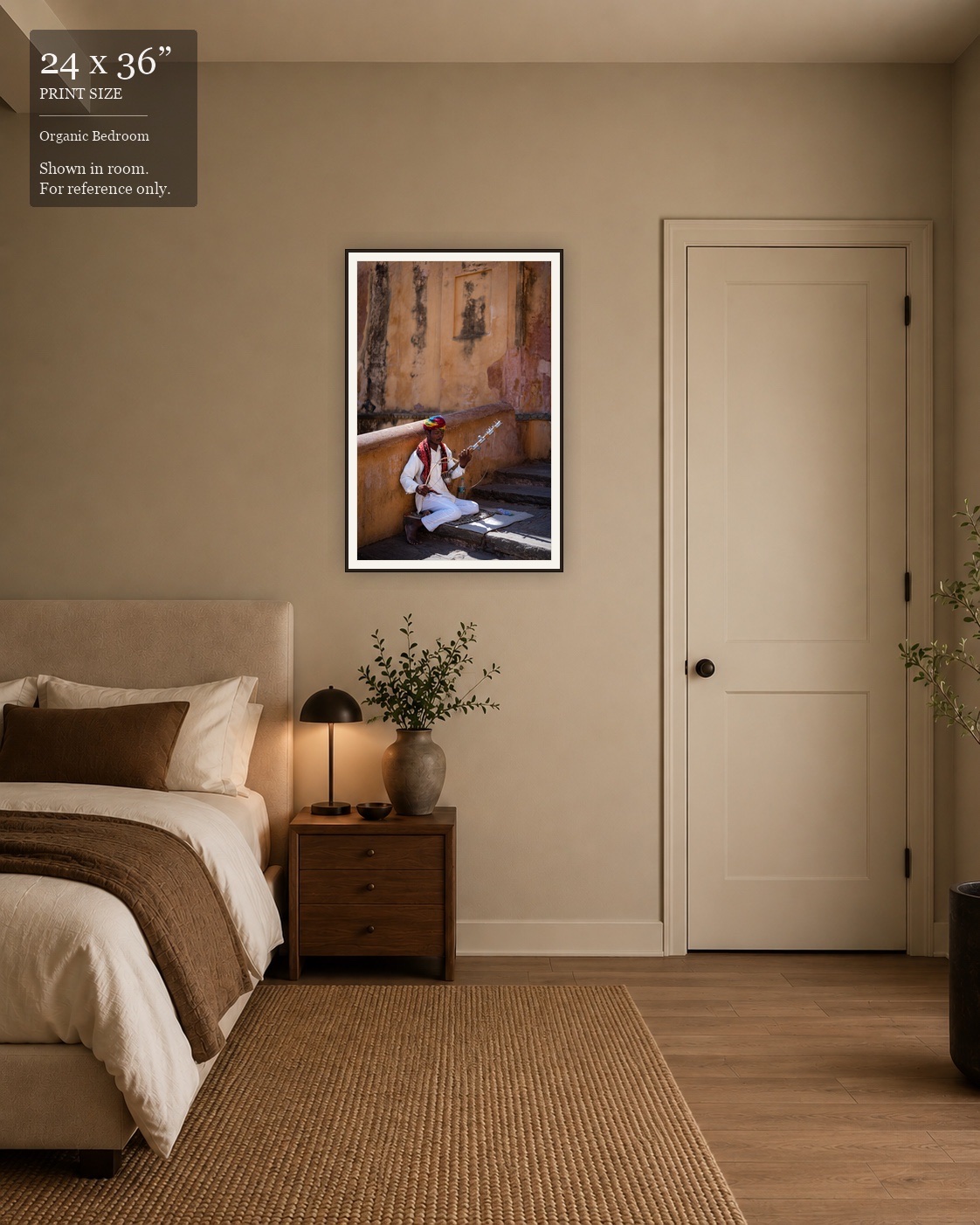 Rajasthani Musician (24×36) displayed in the Organic Bedroom