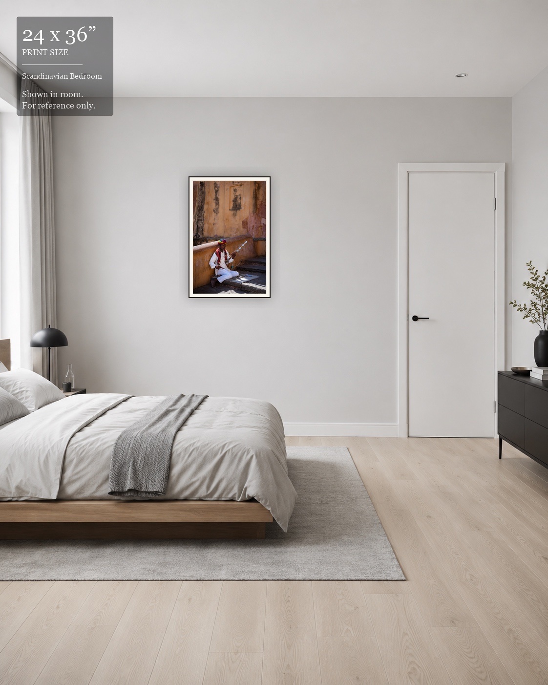 Rajasthani Musician (24×36) displayed in the Scandinavian Bedroom