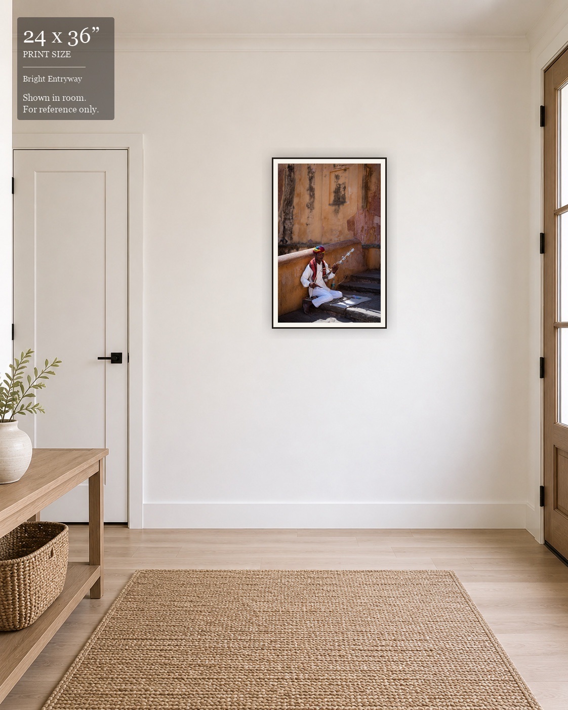 Rajasthani Musician (24×36) displayed in the Bright Entryway