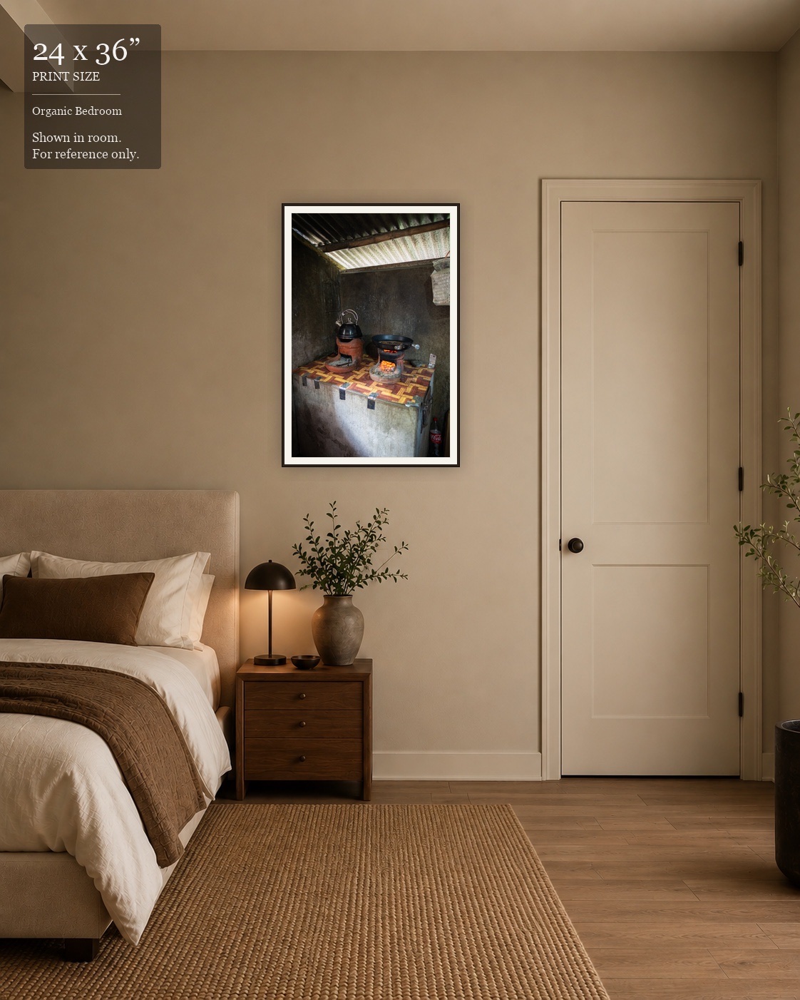Rural Hearth (24×36) displayed in the Organic Bedroom