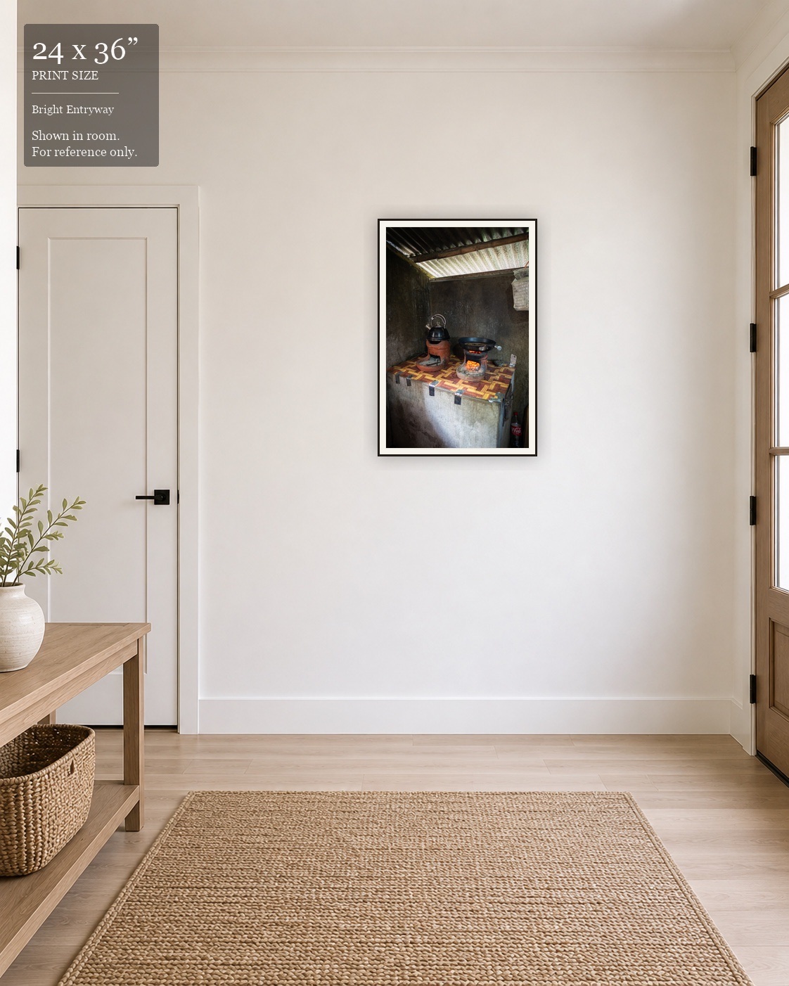 Rural Hearth (24×36) displayed in the Bright Entryway