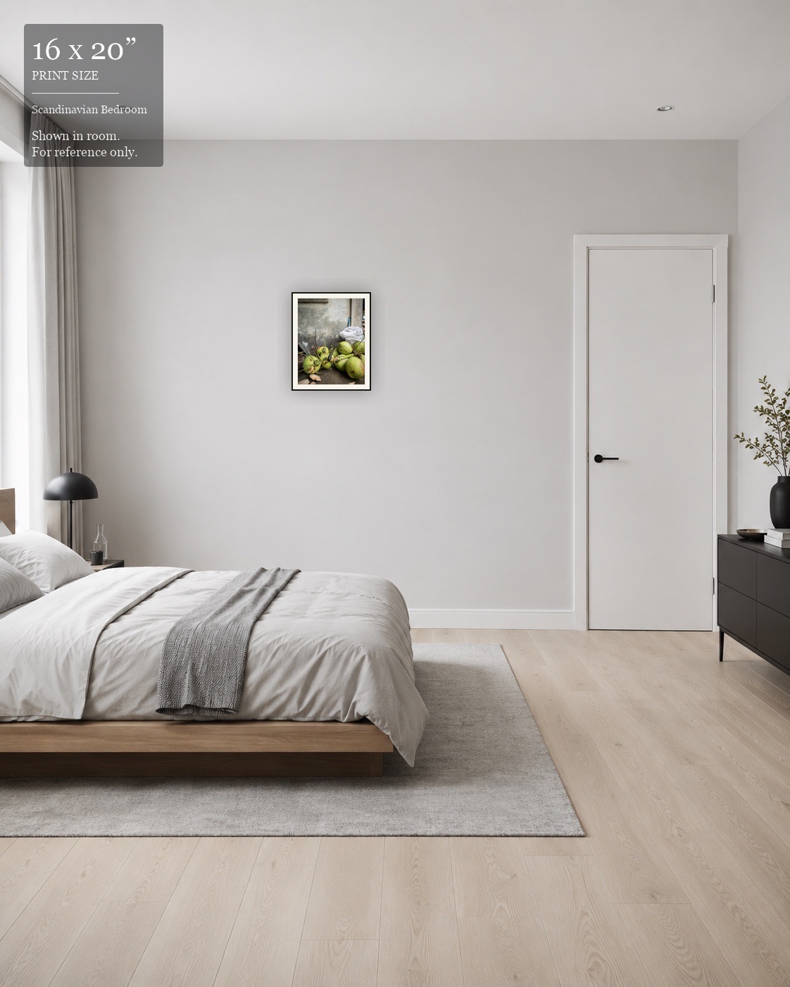 Fresh Coconuts (16×20) displayed in the Scandinavian Bedroom
