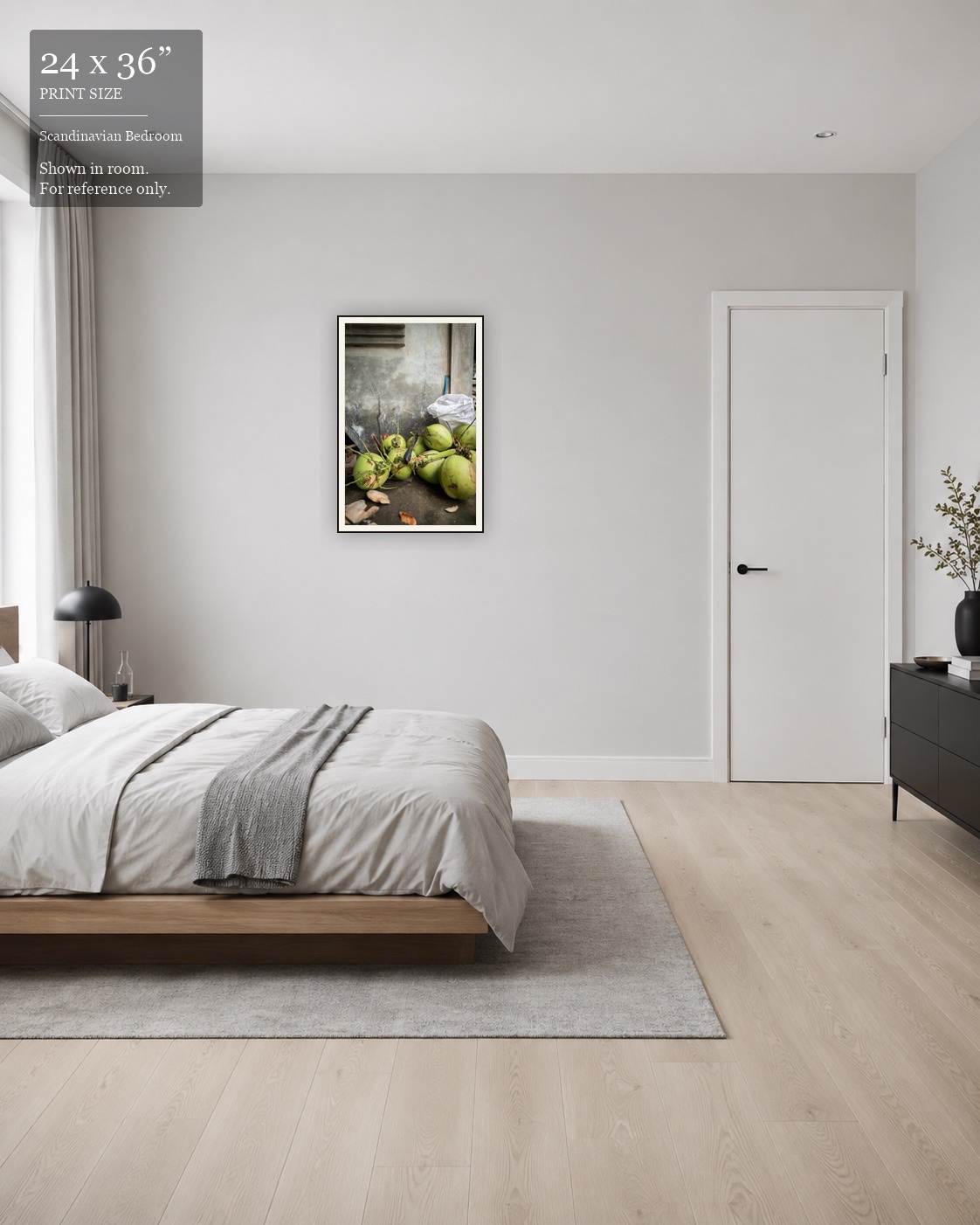 Fresh Coconuts (24×36) displayed in the Scandinavian Bedroom