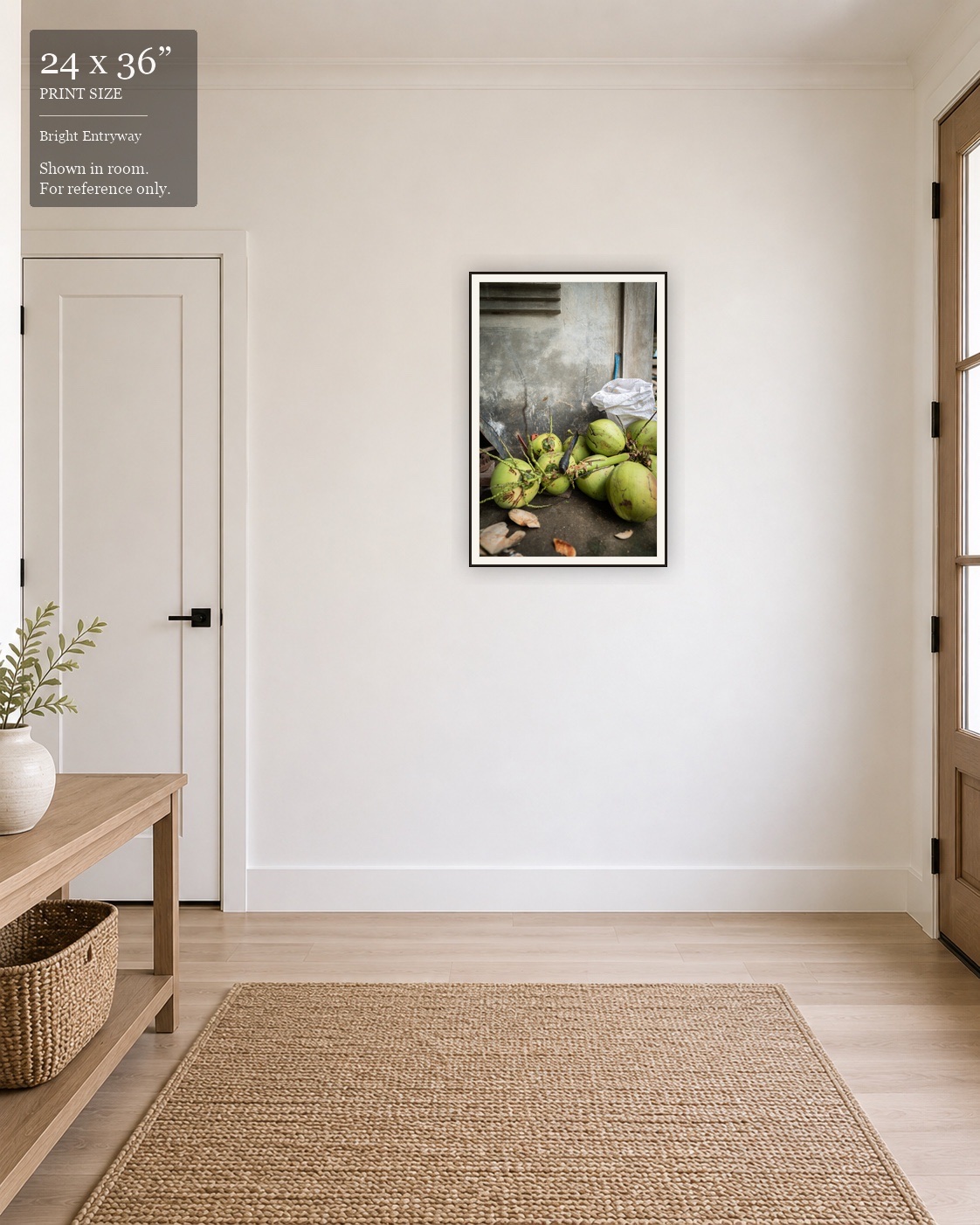 Fresh Coconuts (24×36) displayed in the Bright Entryway