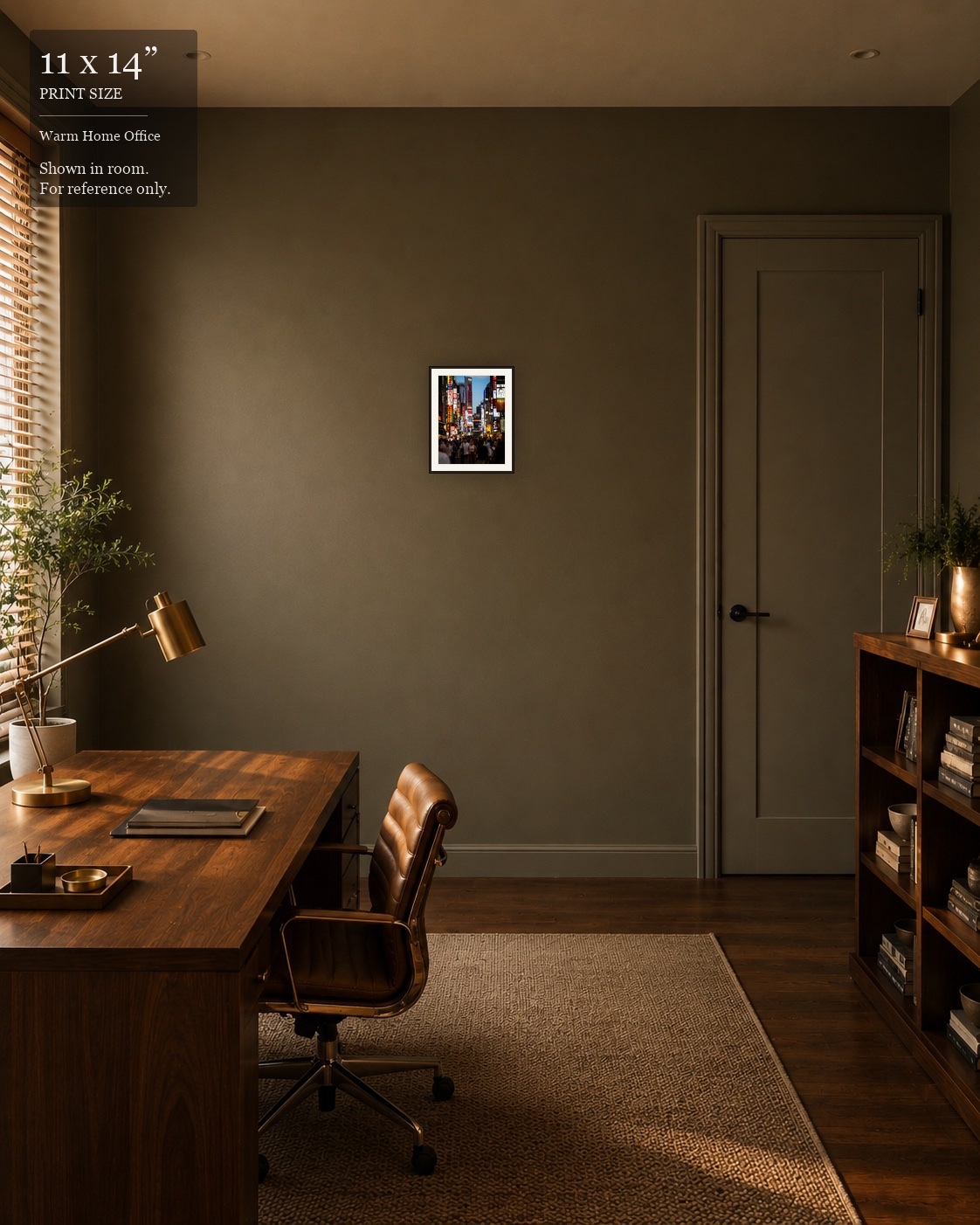 Shinjuku Nights (11×14) displayed in the Warm Home Office