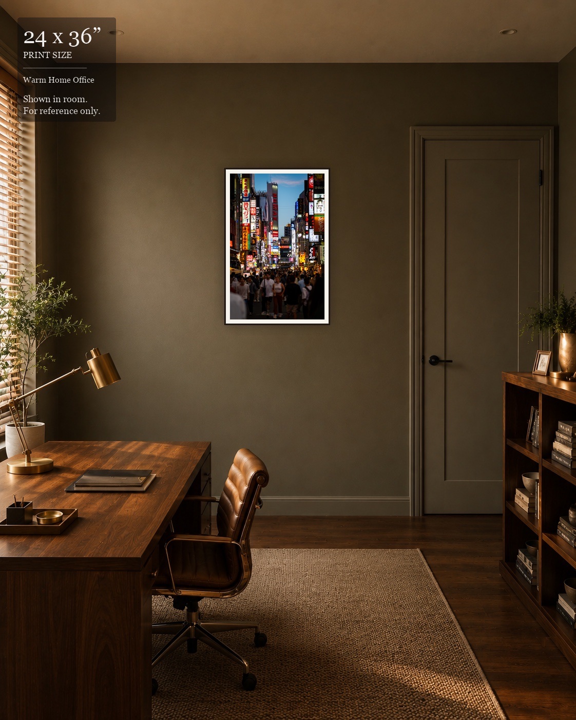 Shinjuku Nights (24×36) displayed in the Warm Home Office