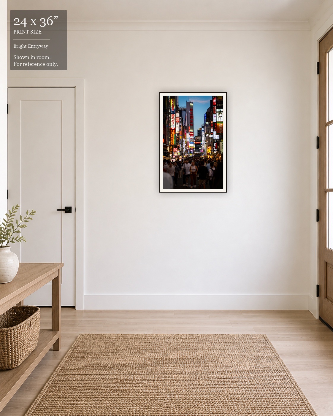 Shinjuku Nights (24×36) displayed in the Bright Entryway