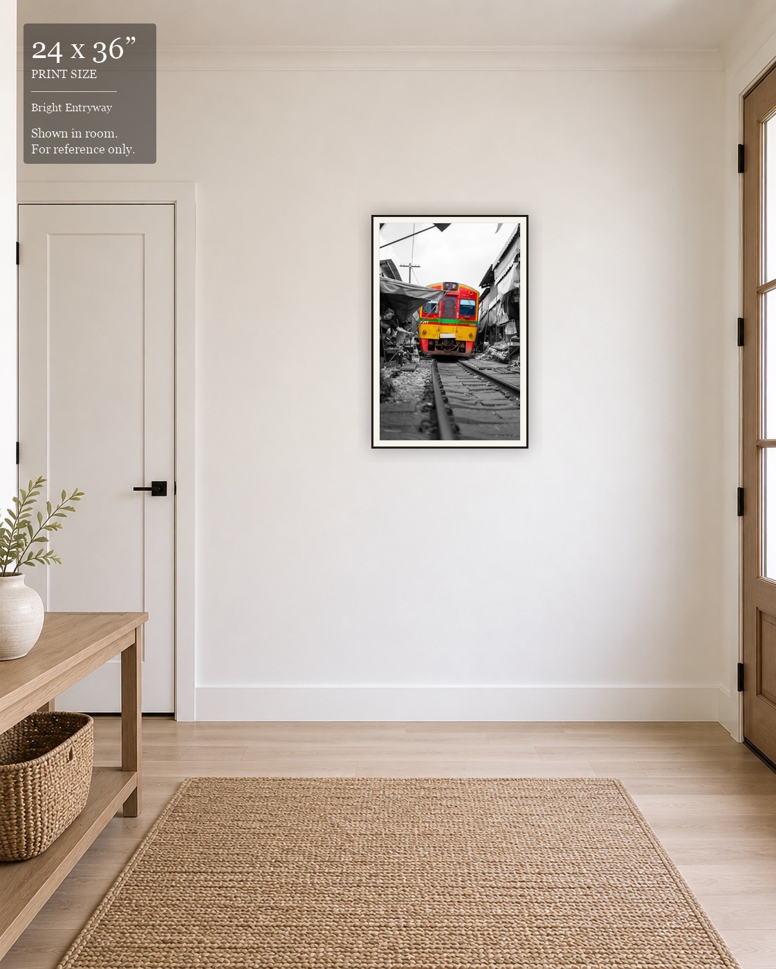 Maeklong Railway Market (24×36) displayed in the Bright Entryway